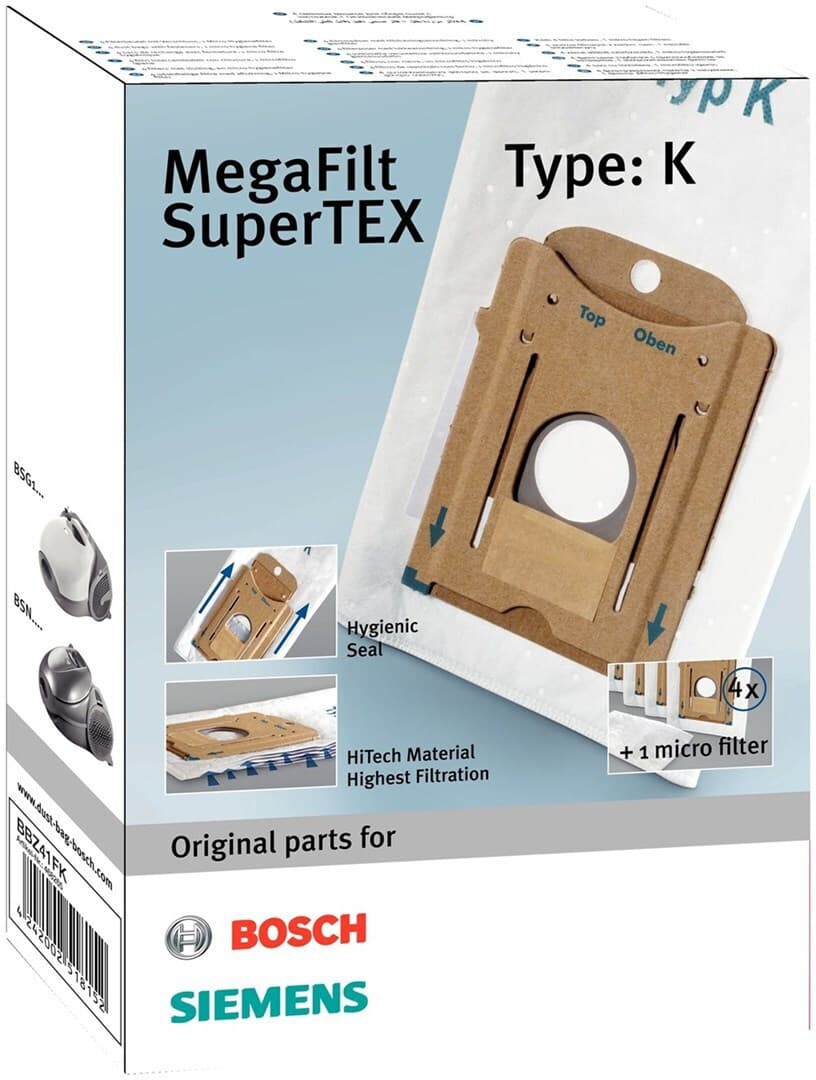 Bosch BBZ41FK Σακούλες Σκούπας 4τμχ Συμβατή με Σκούπα Bosch